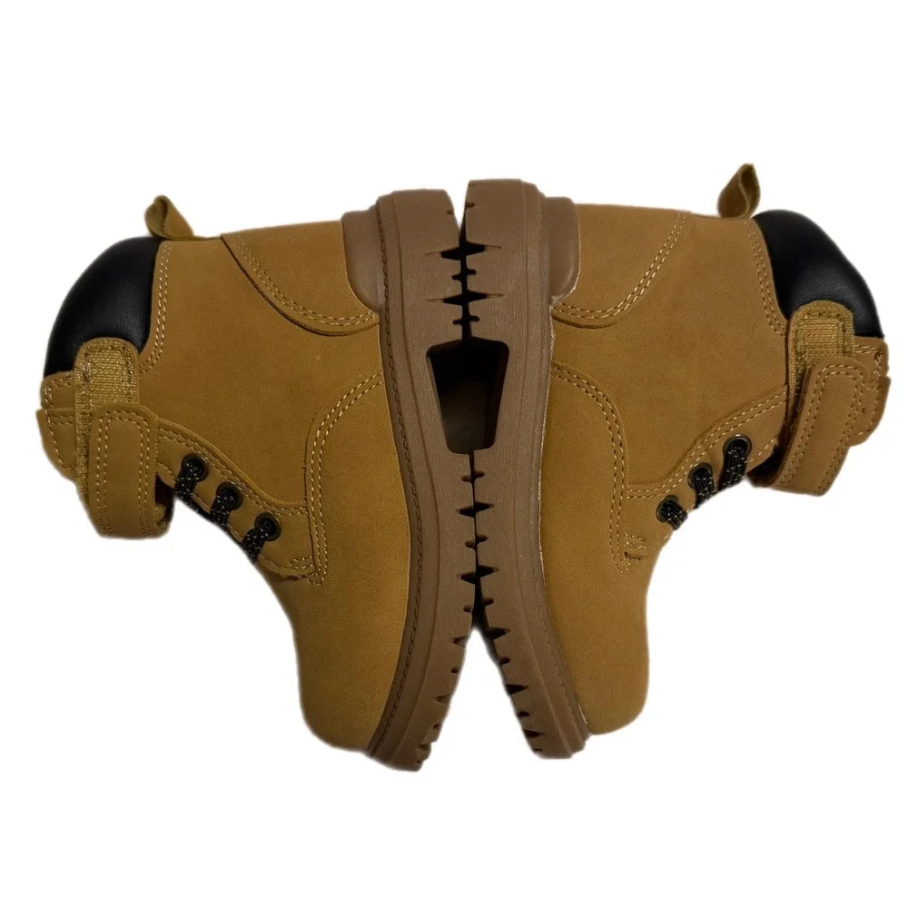 Wonder Nation Kids Tan Work Boots Memory Foam Side Zip WM67754-423 Size 8
